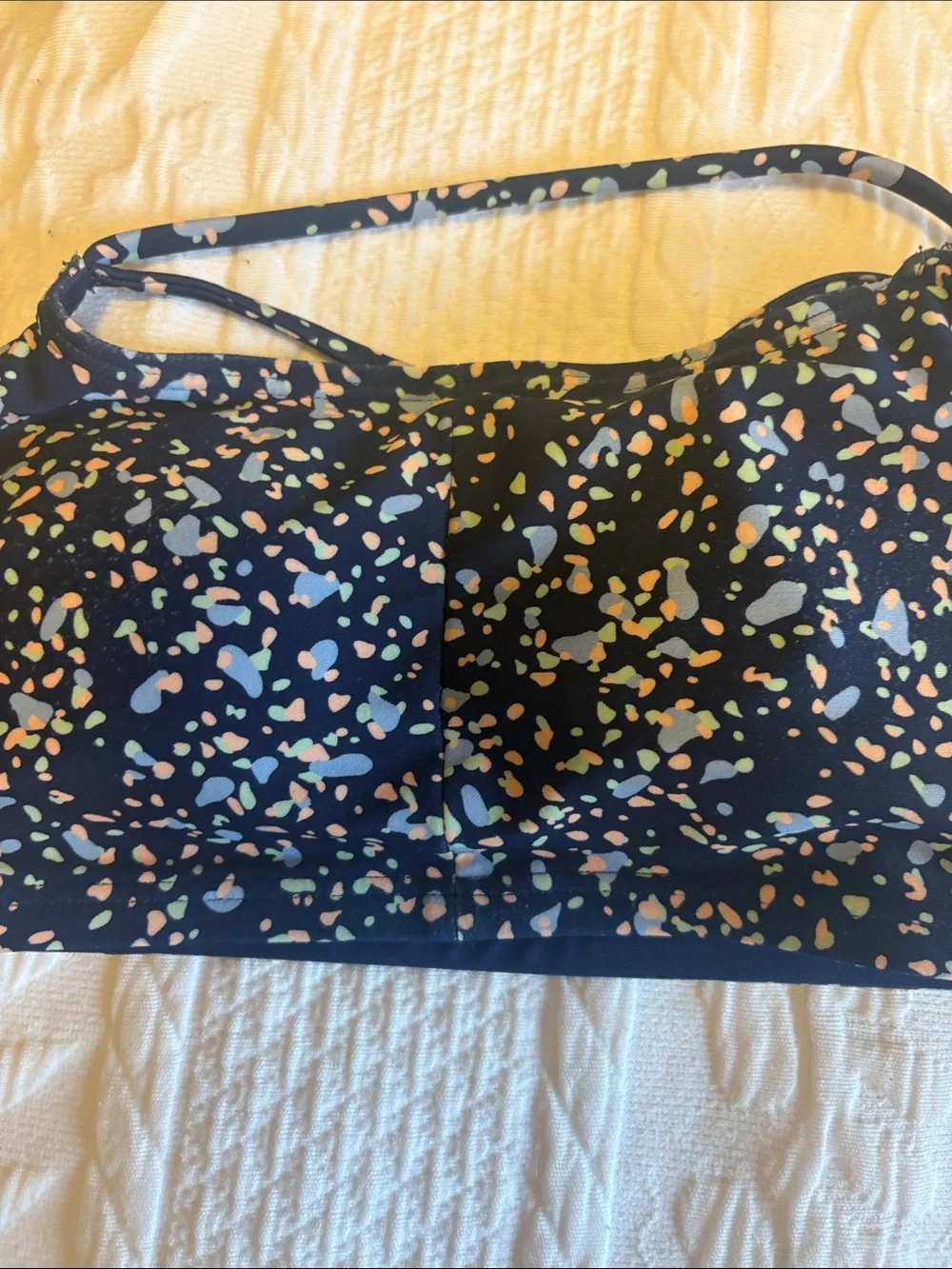 Athleta Girl Navy Confetti Print Bralette & Swim Shorts Set